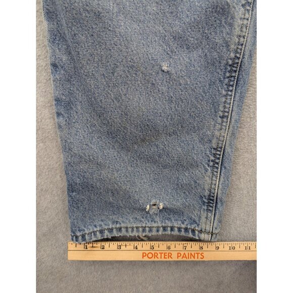 Carhartt Jeans Mens 42x32 Blue Relaxed Fit Flannel Lined Workwear Darkstone B172 - Picture 9 of 16